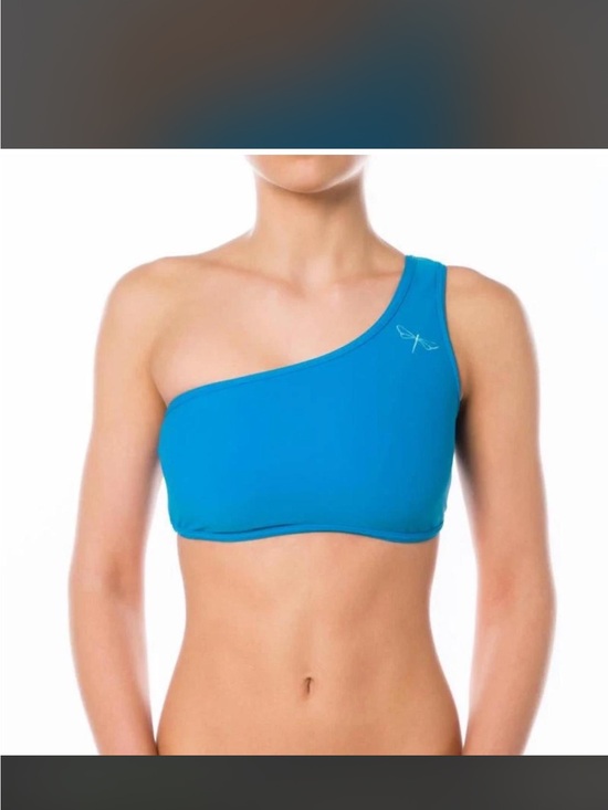 Dragonfly Tops - Asymmetrical One-Shoulder Crop Top in Turquoise